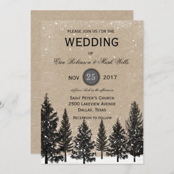 Winter Forest Woodland Wedding Invitation
