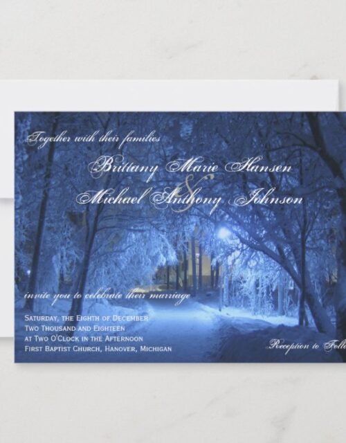 Winter Holiday Evening Snow Wedding Invitations