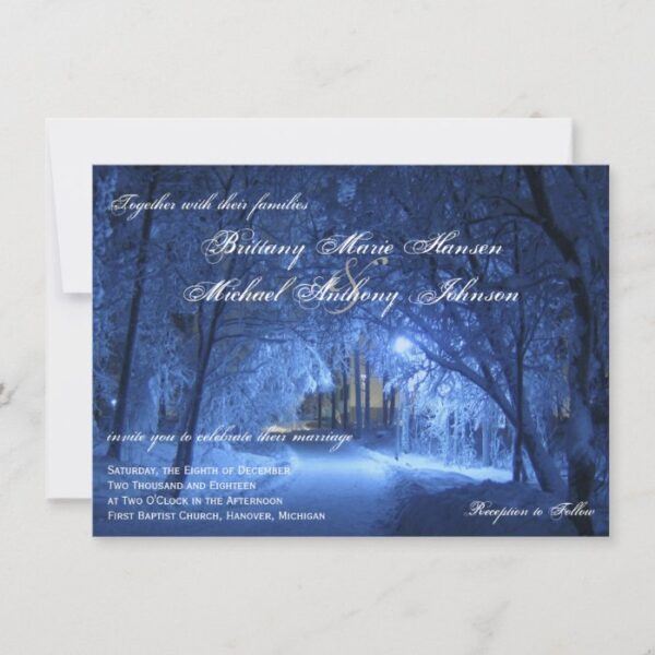 Winter Holiday Evening Snow Wedding Invitations