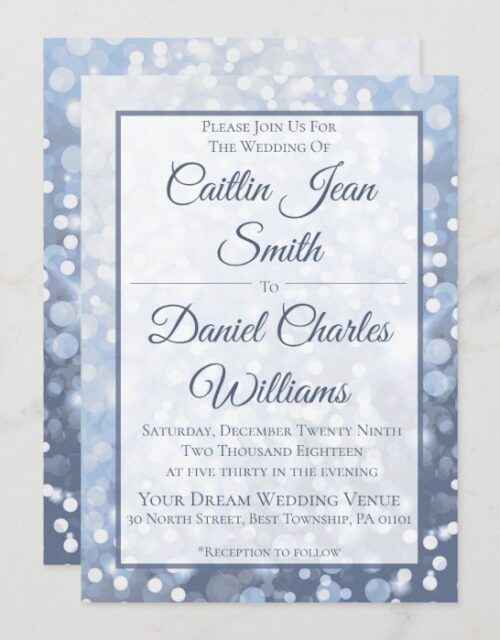 Winter Icy Blue Wedding Invitation