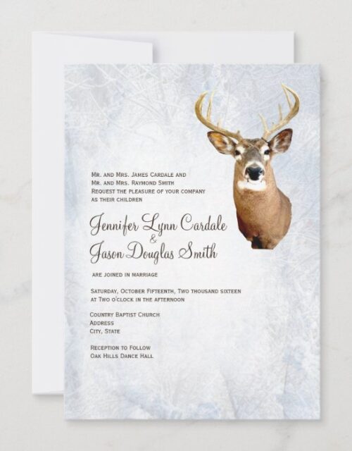 Winter Snow Camo Hunting Deer Wedding Invitations