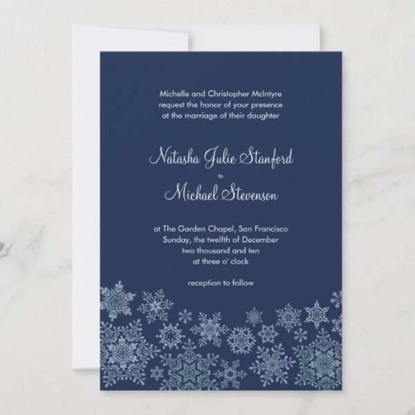 Winter Snowflakes Wedding Invitation 5 x 7 Card