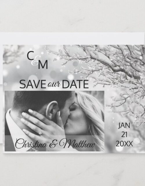 Winter Snowflakes Wedding SAVE OUR DATE | PHOTO Save The Date