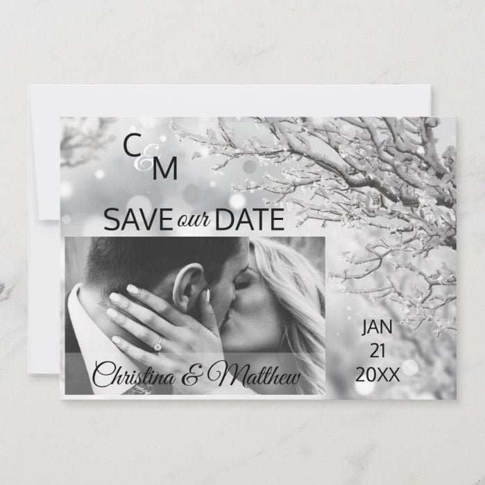 Winter Snowflakes Wedding SAVE OUR DATE | PHOTO Save The Date
