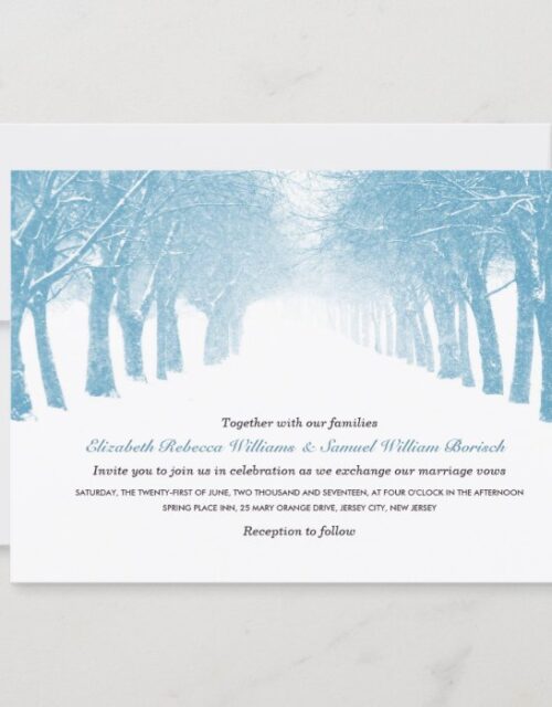 Winter Trees Avenue Horizontal Wedding Invite