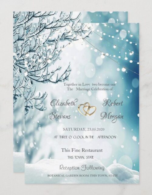 Winter Wonderland, String Lights Wedding Invitation