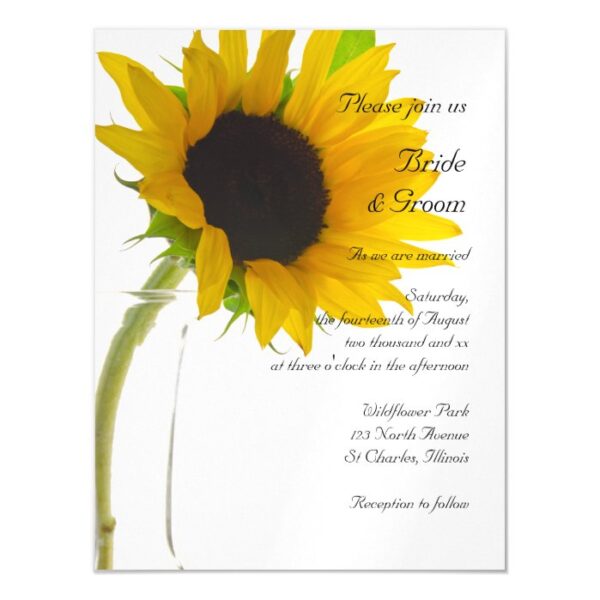 Yellow Sunflower on White Wedding Magnetic Invitation