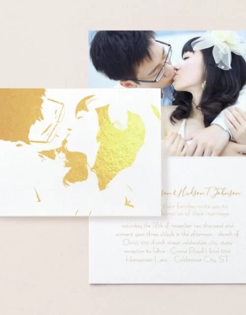 Your Photo in Real Gold Foil Wedding Invitations