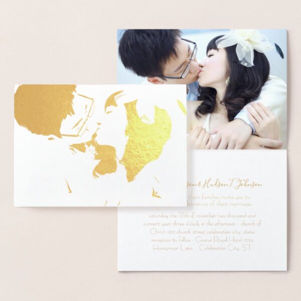Your Photo in Real Gold Foil Wedding Invitations