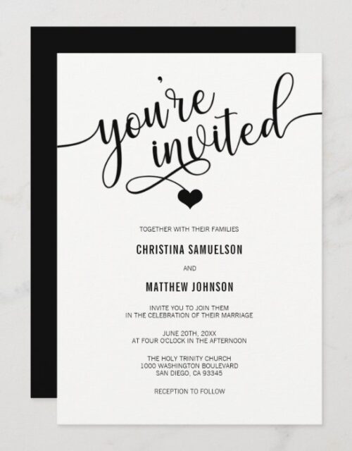 You're Invited Classic Black & White Wedding Invitation