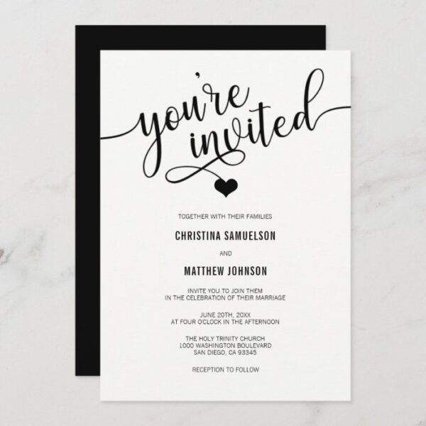 You're Invited Classic Black & White Wedding Invitation